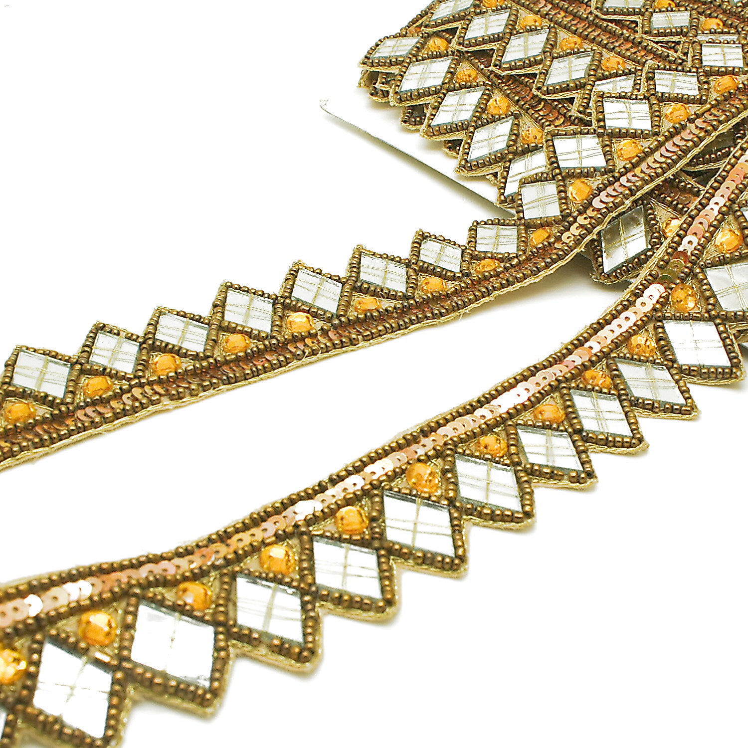 ORANGE MIRROR BEADED TRIM - SARAHI.NYC