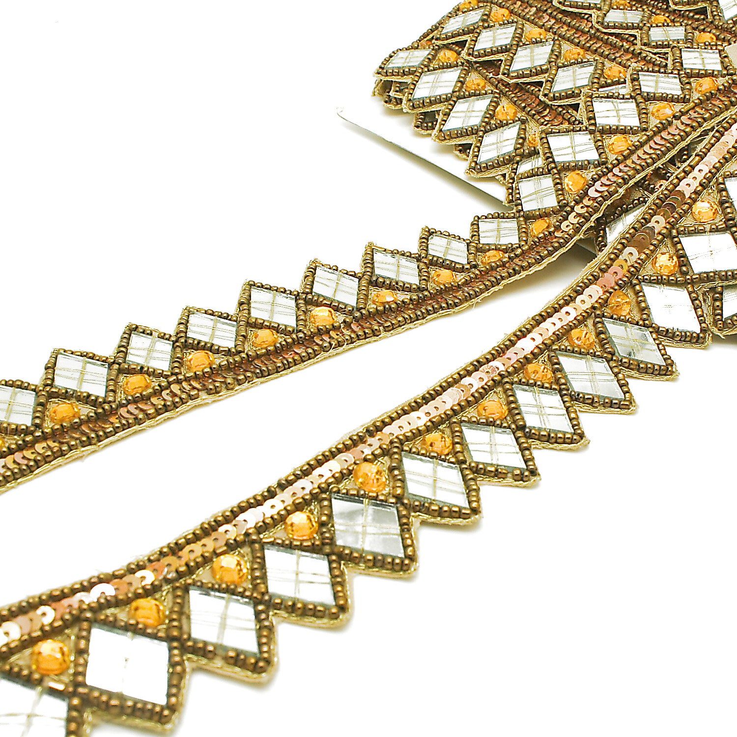 ORANGE MIRROR BEADED TRIM - SARAHI.NYC