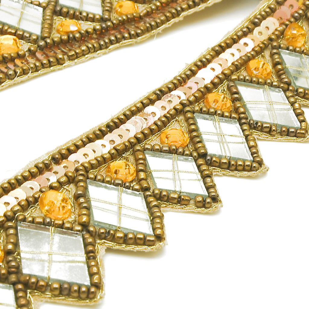 ORANGE MIRROR BEADED TRIM - SARAHI.NYC