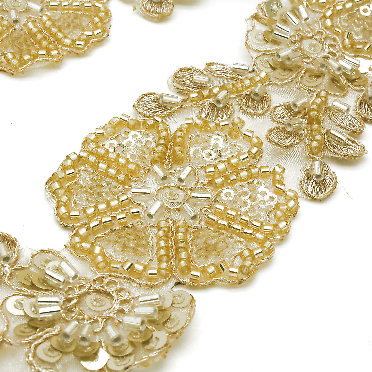 GOLD INTRICATE FLORAL RHINESTONE TRIM - sarahi.NYC