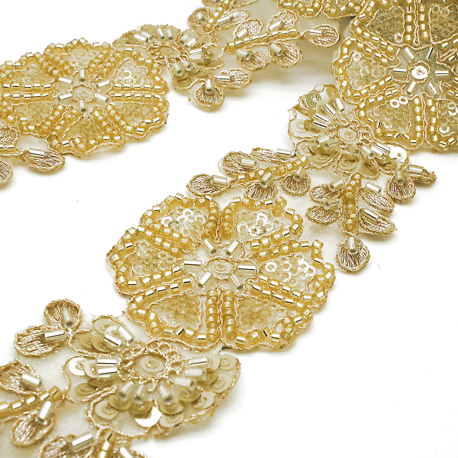 GOLD INTRICATE FLORAL RHINESTONE TRIM - sarahi.NYC