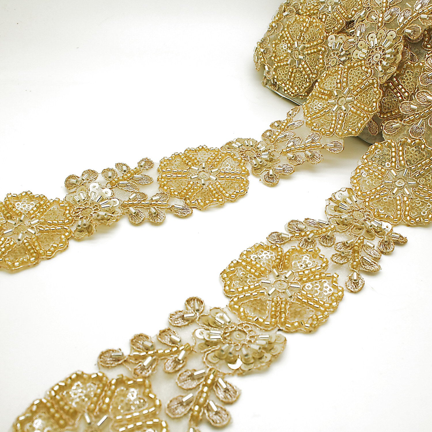 GOLD INTRICATE FLORAL RHINESTONE TRIM - sarahi.NYC