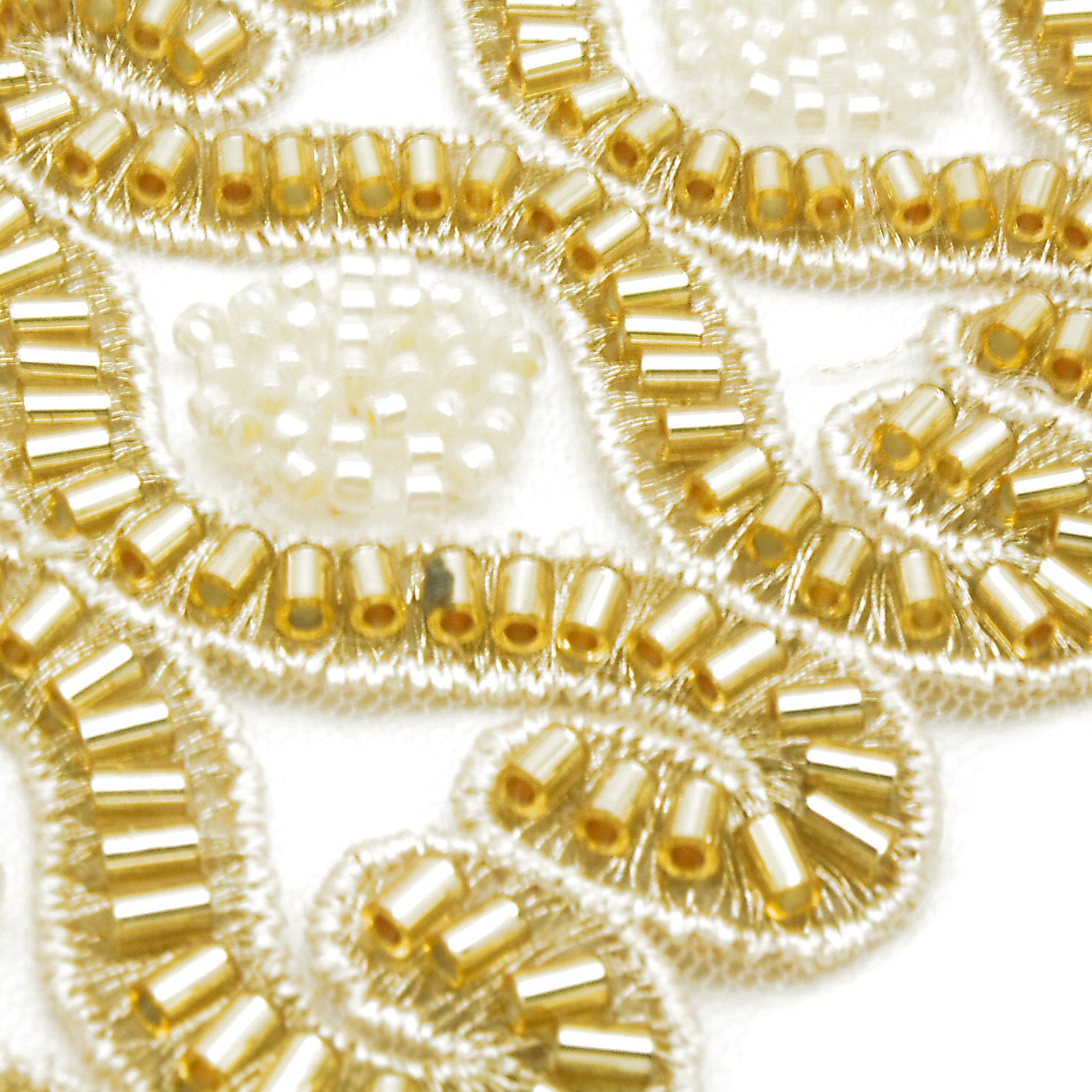 GOLD SWIRL BEADED NET TRIM - sarahi.NYC