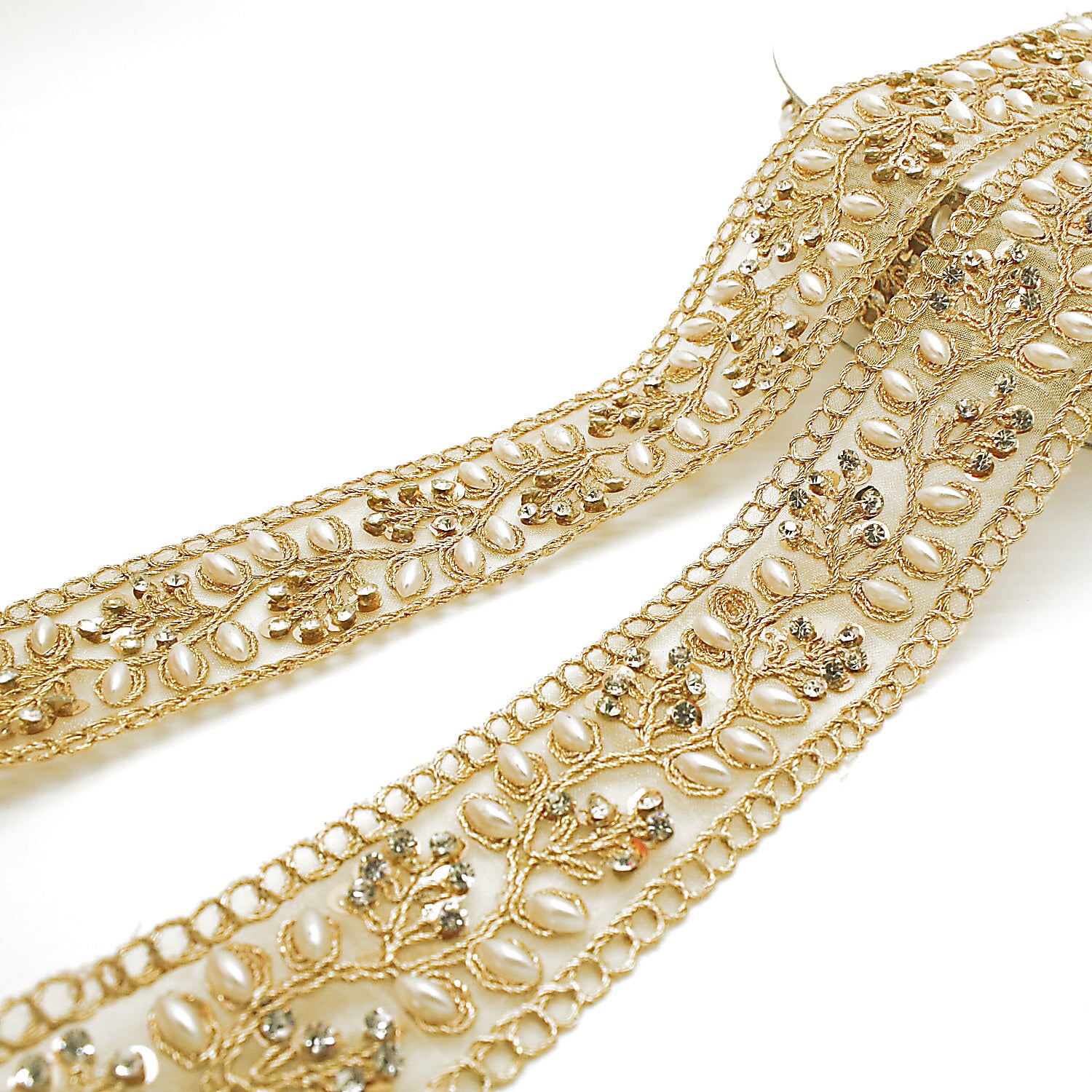 GOLD INTRICATE FLORAL RHINESTONE TRIM - sarahi.NYC
