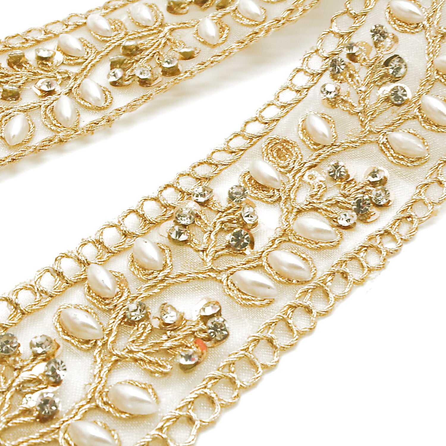 GOLD INTRICATE FLORAL RHINESTONE TRIM - sarahi.NYC