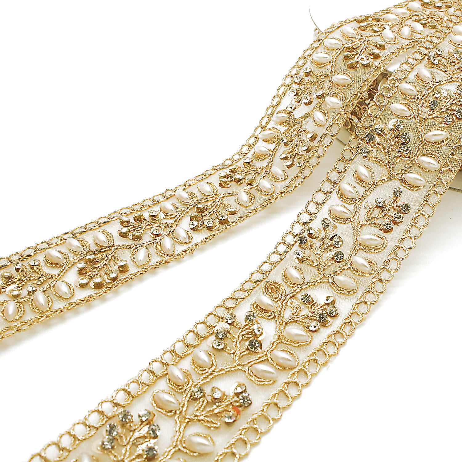 GOLD INTRICATE FLORAL RHINESTONE TRIM - sarahi.NYC