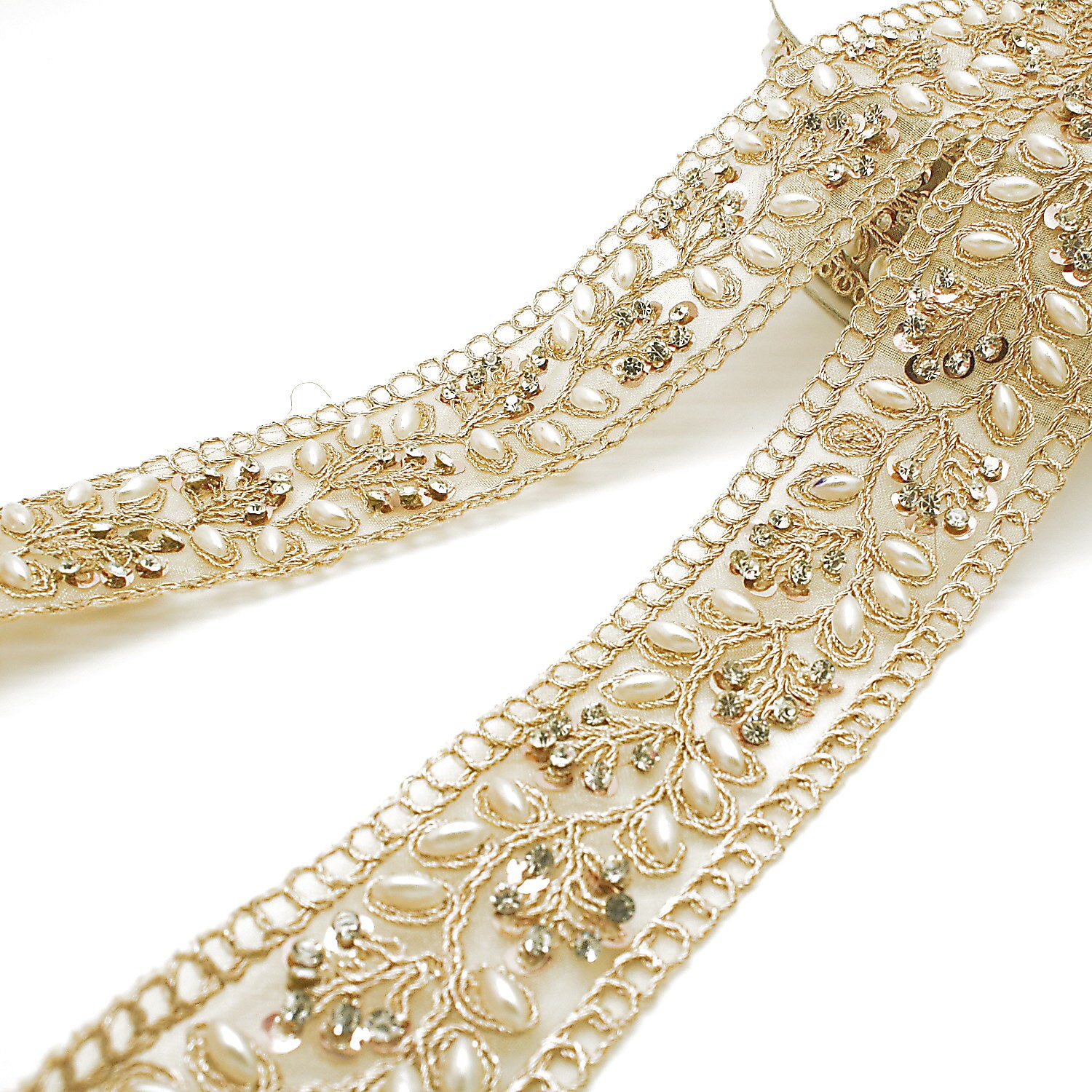 ROSE GOLD INTRICATE FLORAL RHINESTONE TRIM - sarahi.NYC