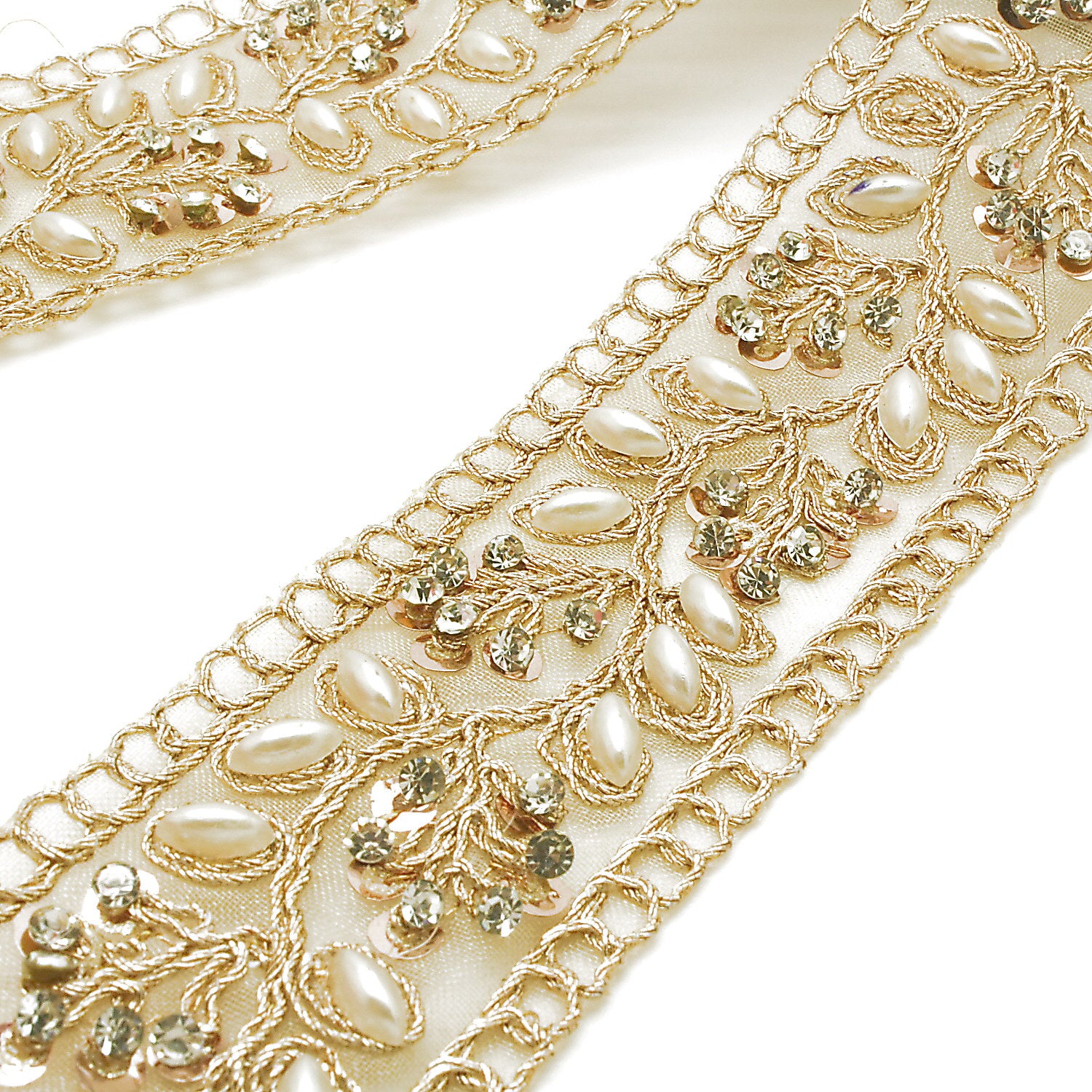 ROSE GOLD INTRICATE FLORAL RHINESTONE TRIM - sarahi.NYC