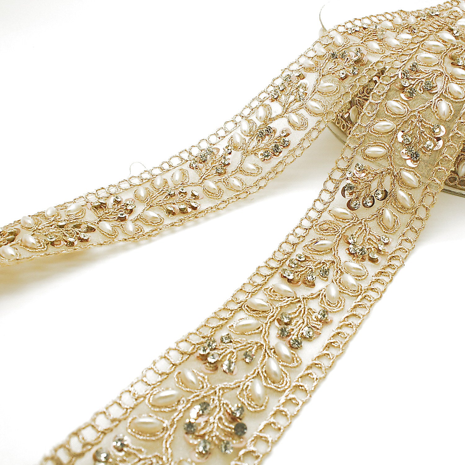 ROSE GOLD INTRICATE FLORAL RHINESTONE TRIM - sarahi.NYC
