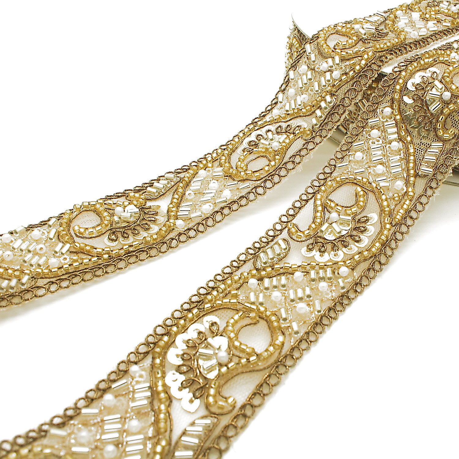 BRONZE BEADED SEQUIN TRIM - sarahi.NYC