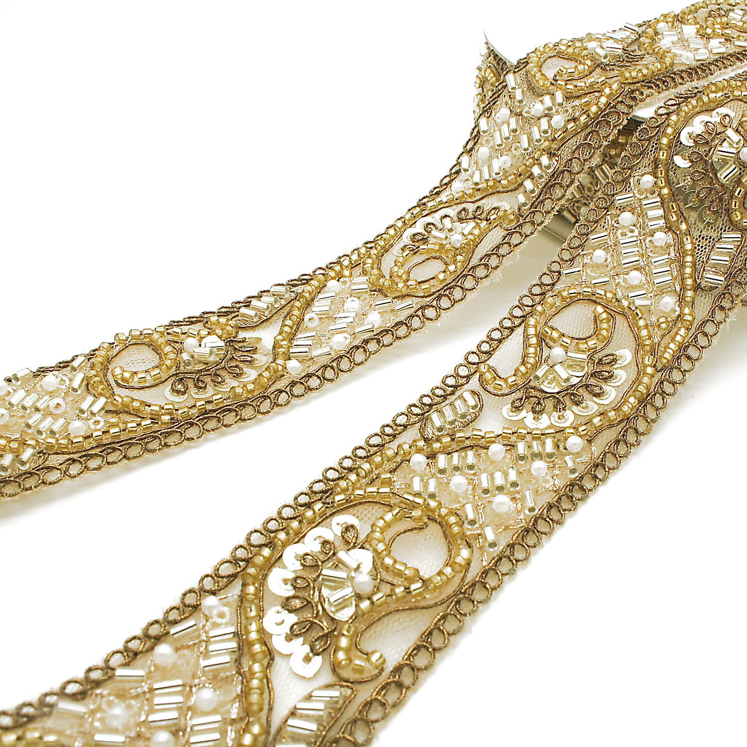 BRONZE BEADED SEQUIN TRIM - sarahi.NYC
