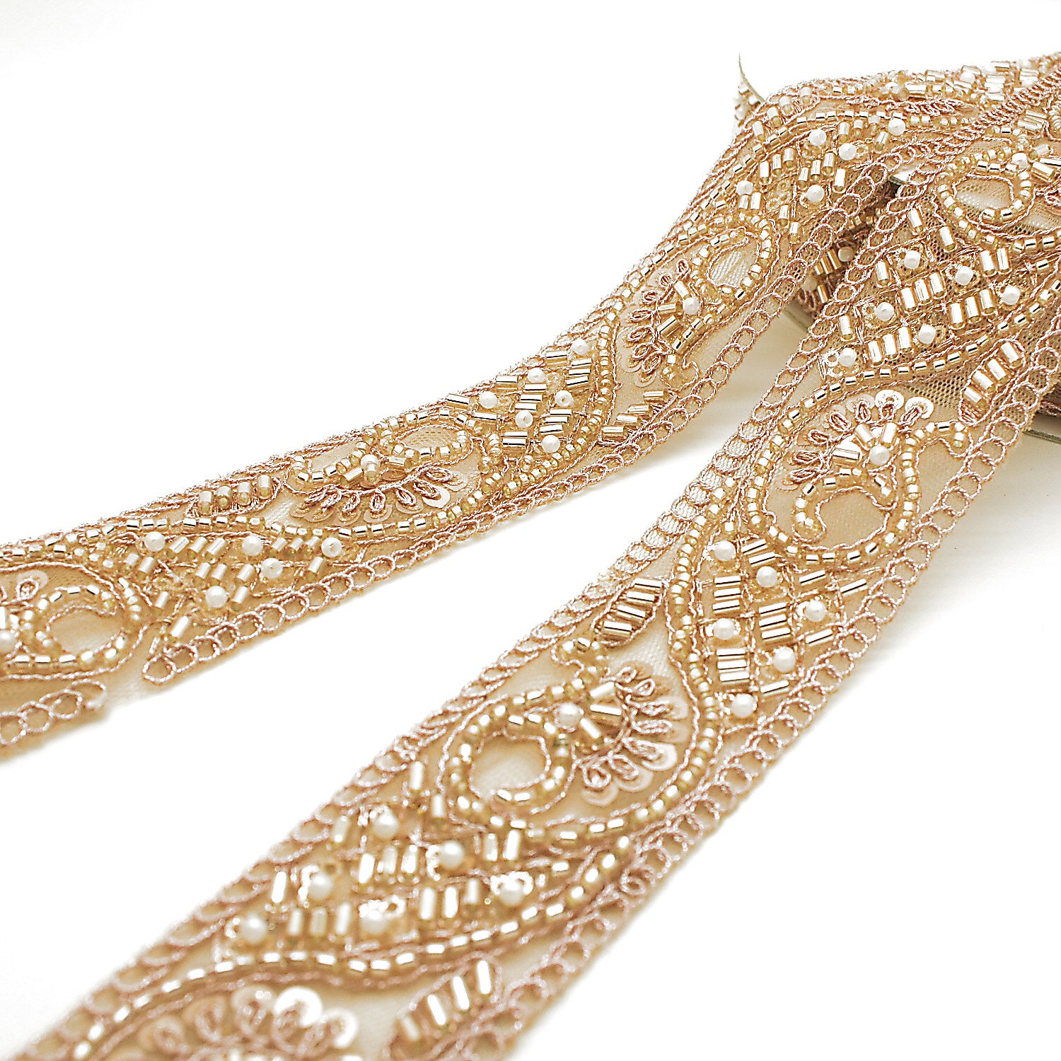 ROSE GOLD BEADED SEQUIN TRIM - sarahi.NYC