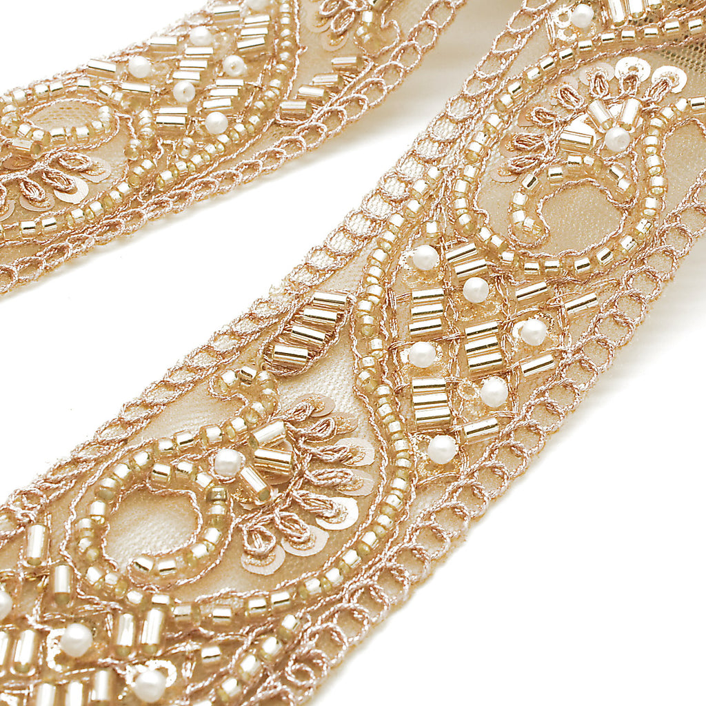 ROSE GOLD BEADED SEQUIN TRIM - sarahi.NYC