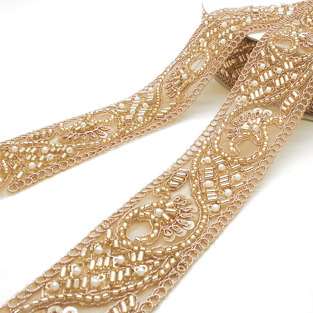 ROSE GOLD BEADED SEQUIN TRIM - sarahi.NYC