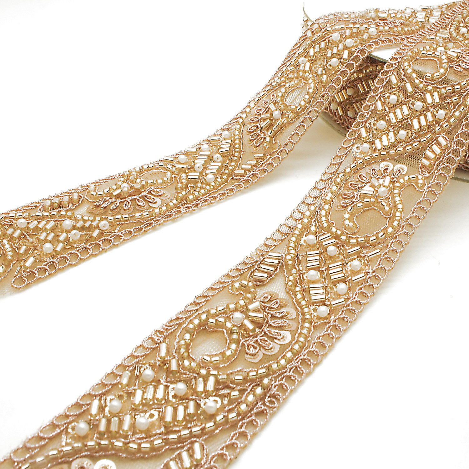 ROSE GOLD BEADED SEQUIN TRIM - sarahi.NYC