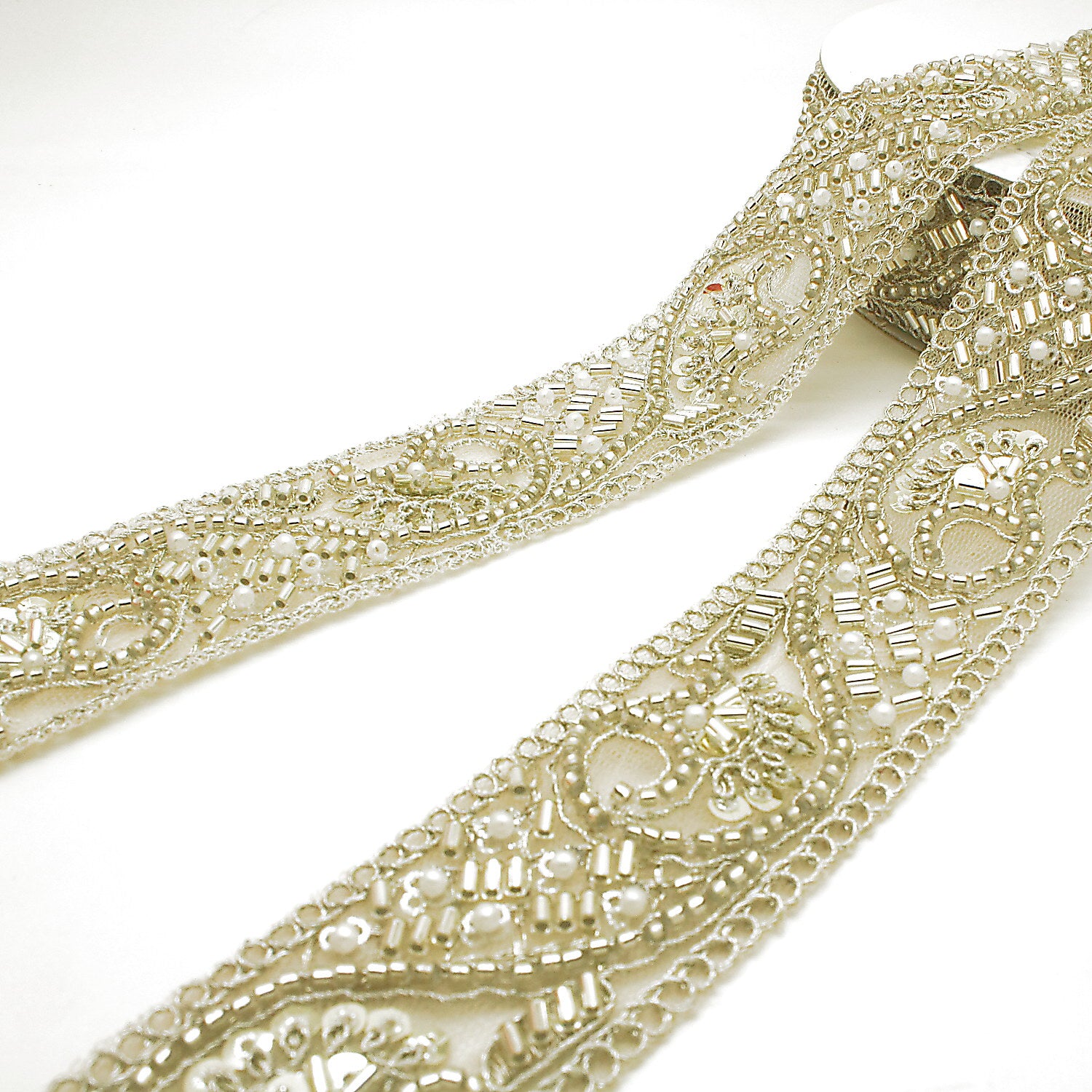 SILVER BEADED SEQUIN TRIM - sarahi.NYC