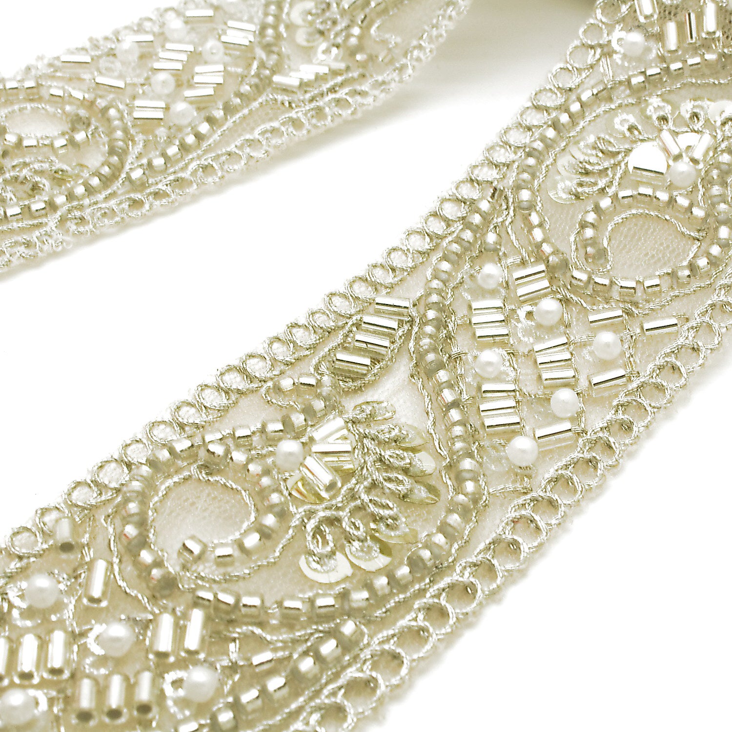 SILVER BEADED SEQUIN TRIM - sarahi.NYC