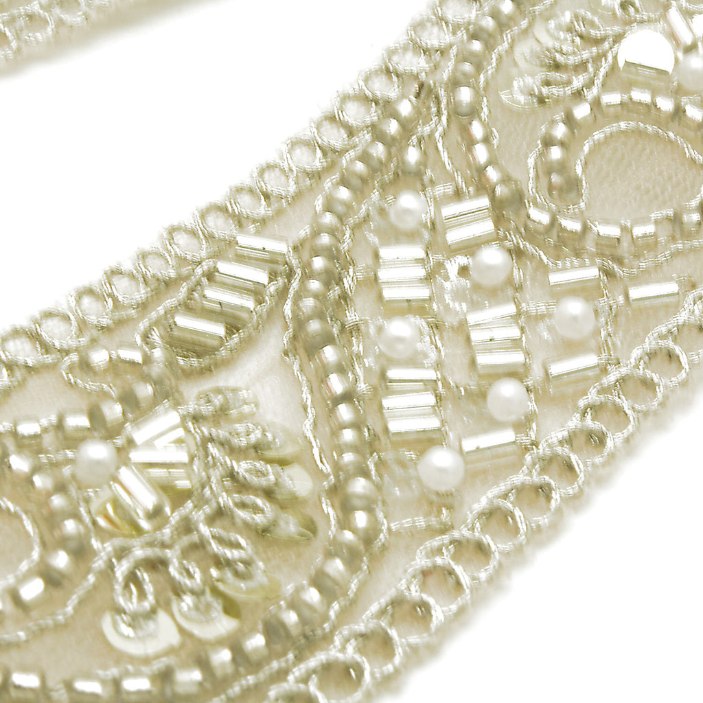 SILVER BEADED SEQUIN TRIM - sarahi.NYC