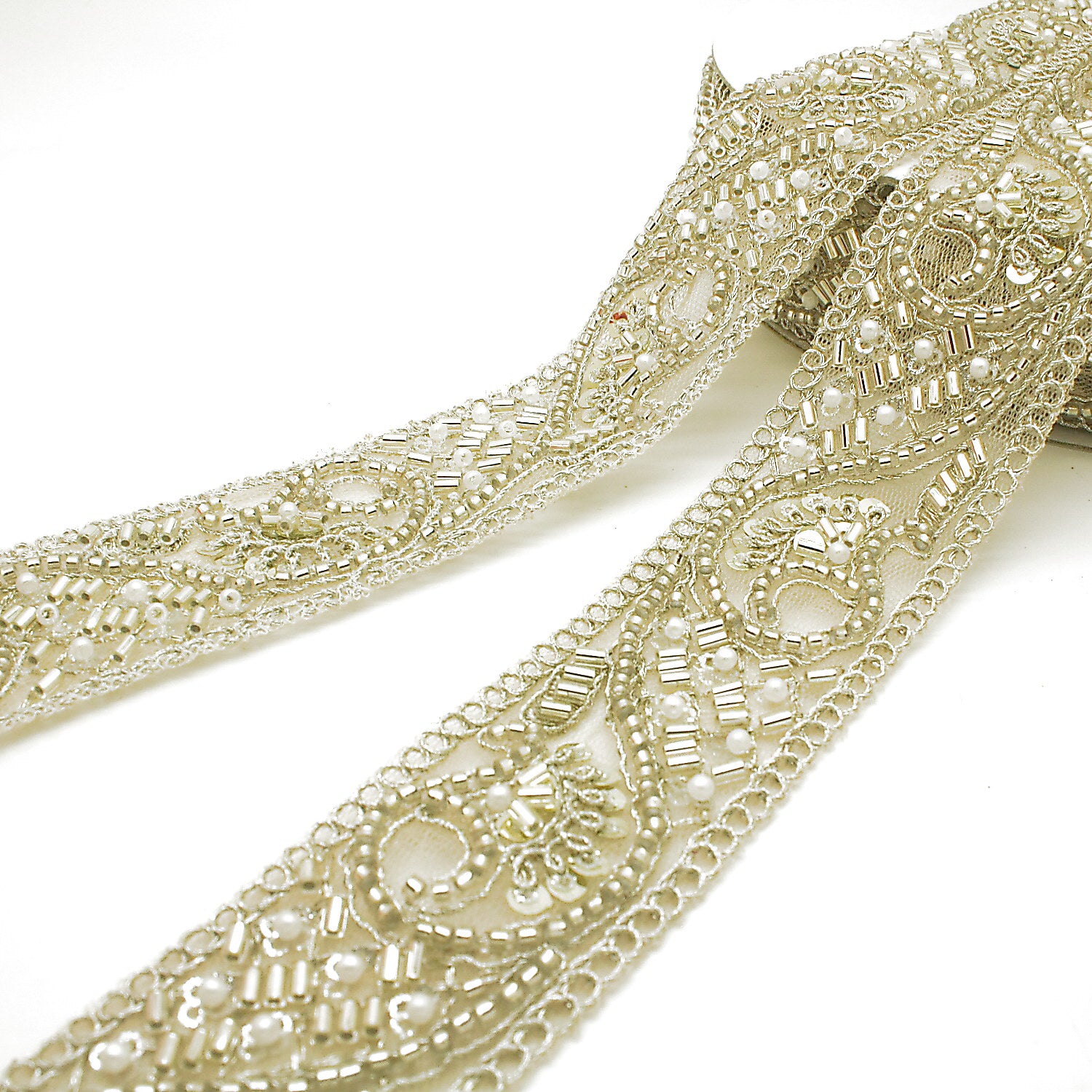 SILVER BEADED SEQUIN TRIM - sarahi.NYC