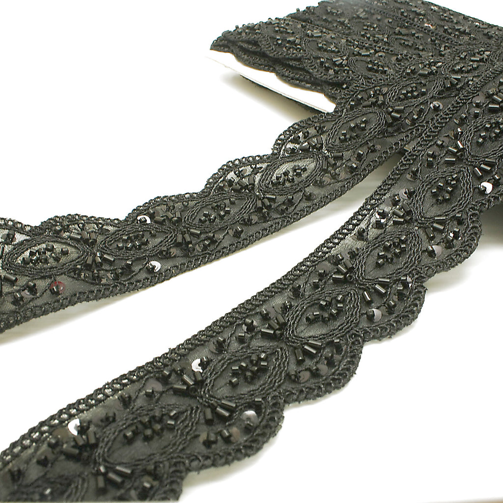 BLACK BEADED SEQUIN TRIM - sarahi.NYC