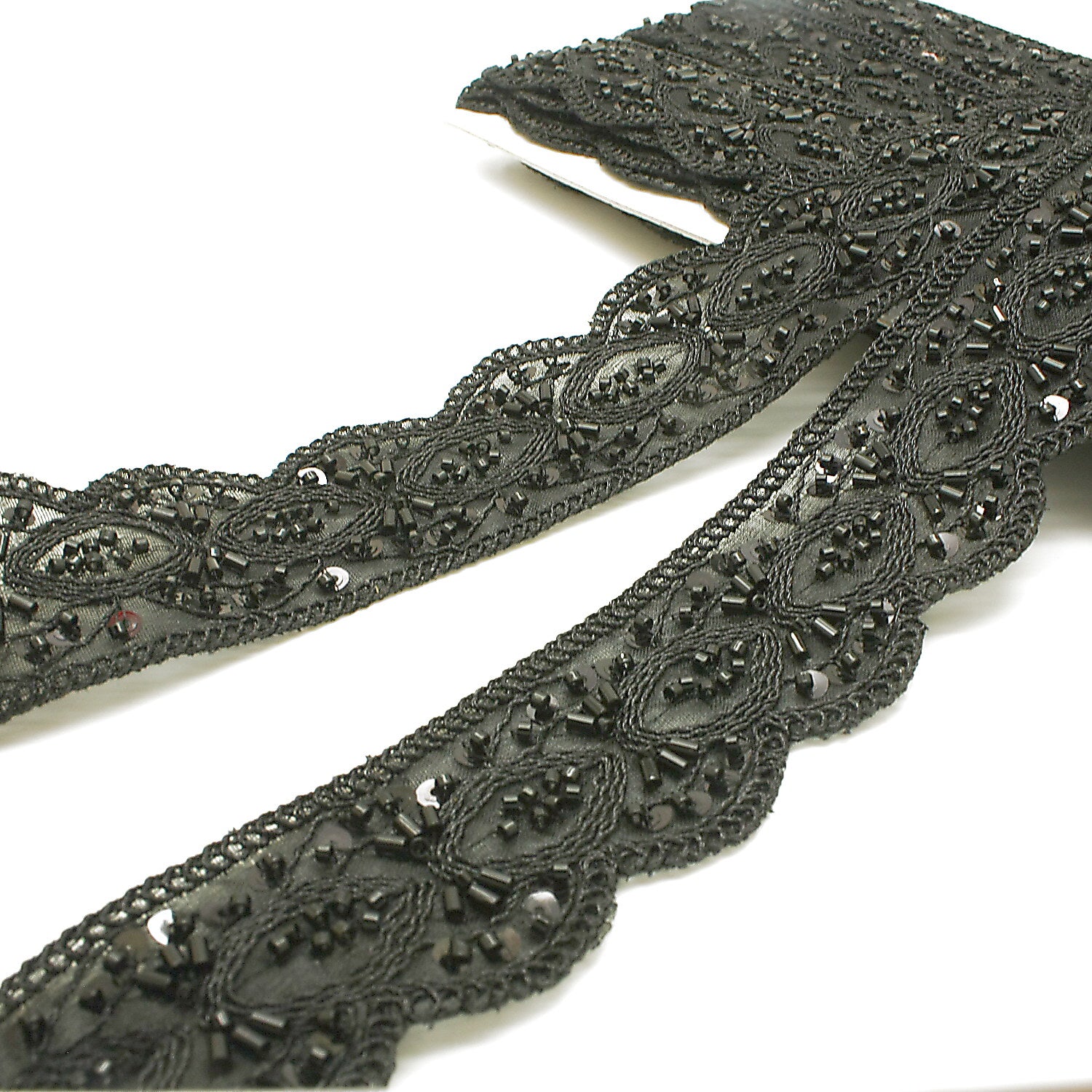 BLACK BEADED SEQUIN TRIM - sarahi.NYC