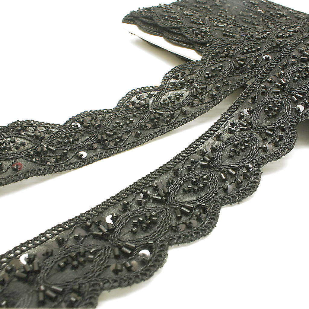 BLACK BEADED SEQUIN TRIM - sarahi.NYC