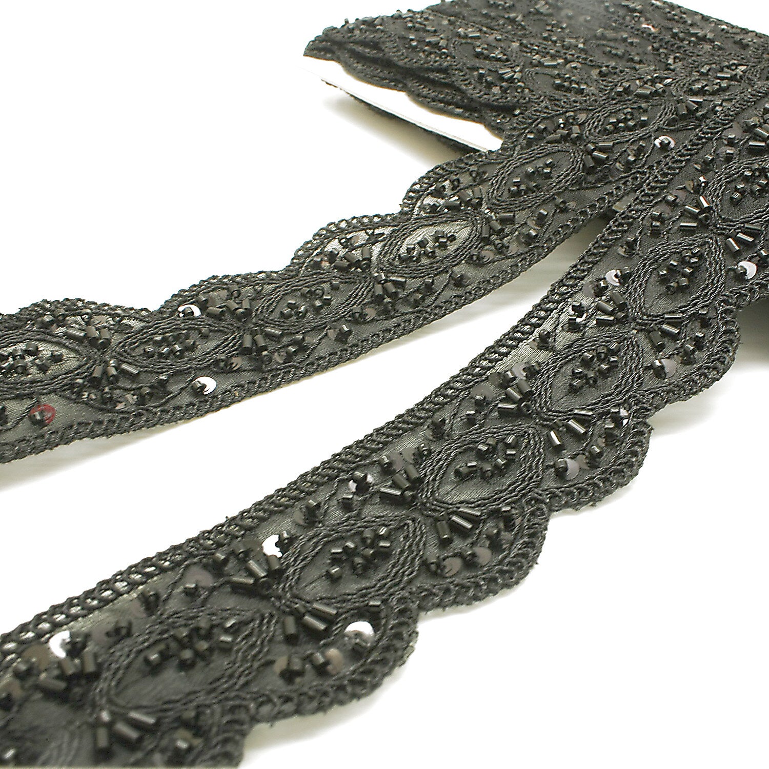 BLACK BEADED SEQUIN TRIM - sarahi.NYC