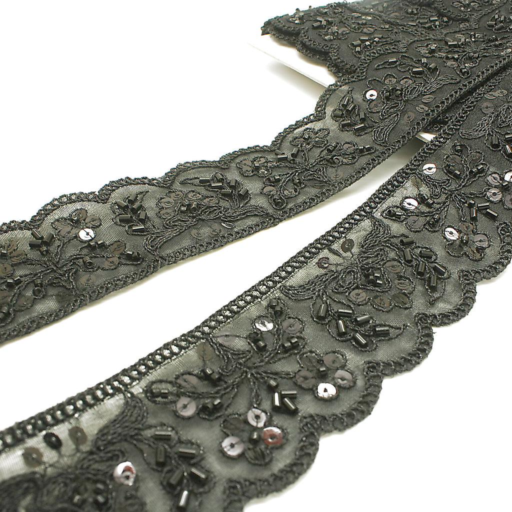 BLACK BEADED SEQUIN TRIM - sarahi.NYC