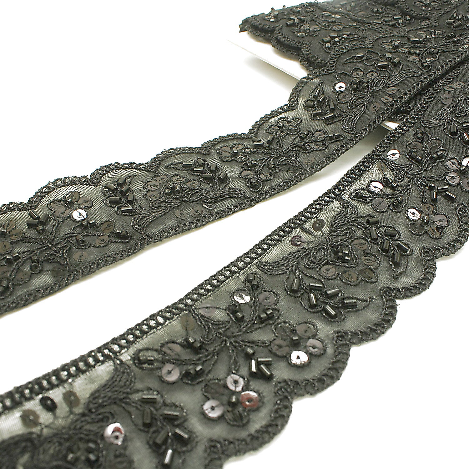 BLACK BEADED SEQUIN TRIM - sarahi.NYC