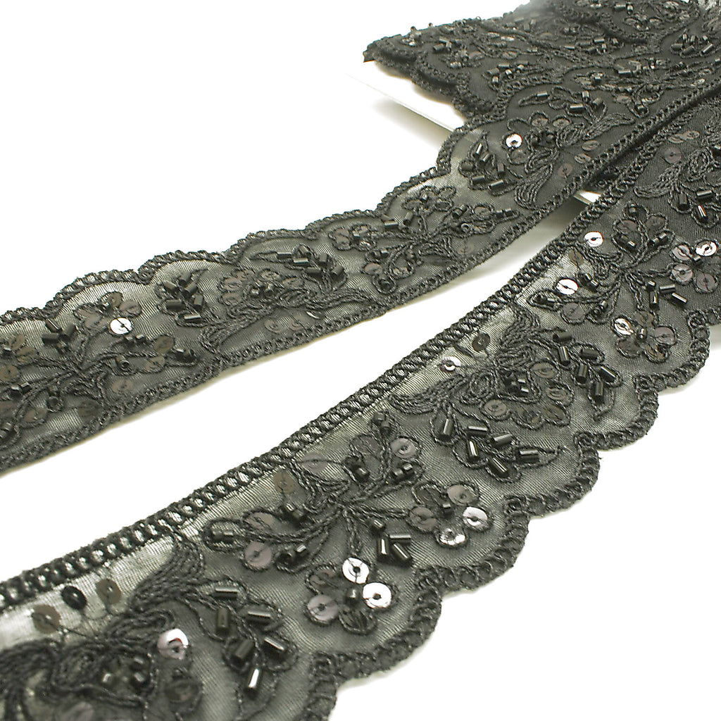 BLACK BEADED SEQUIN TRIM - sarahi.NYC