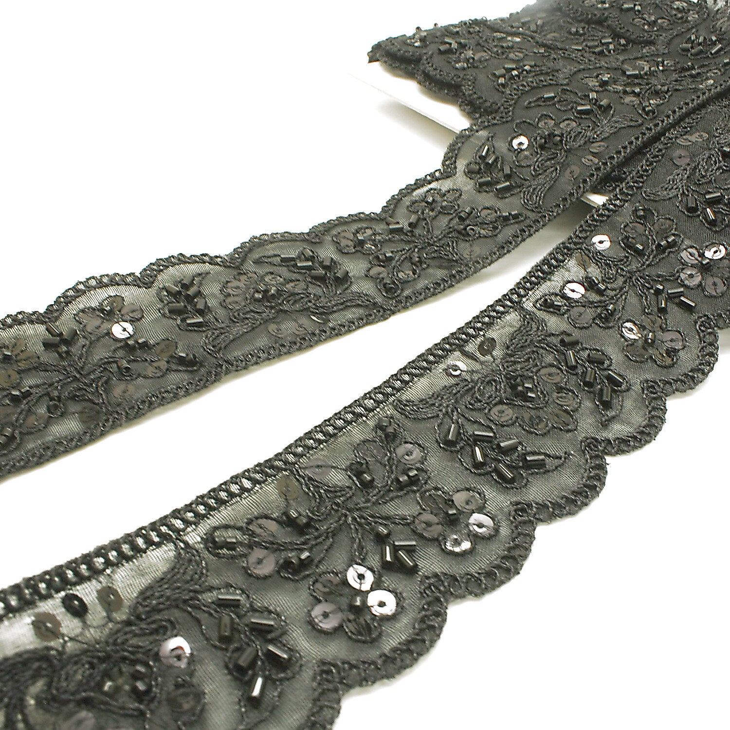 BLACK BEADED SEQUIN TRIM - sarahi.NYC