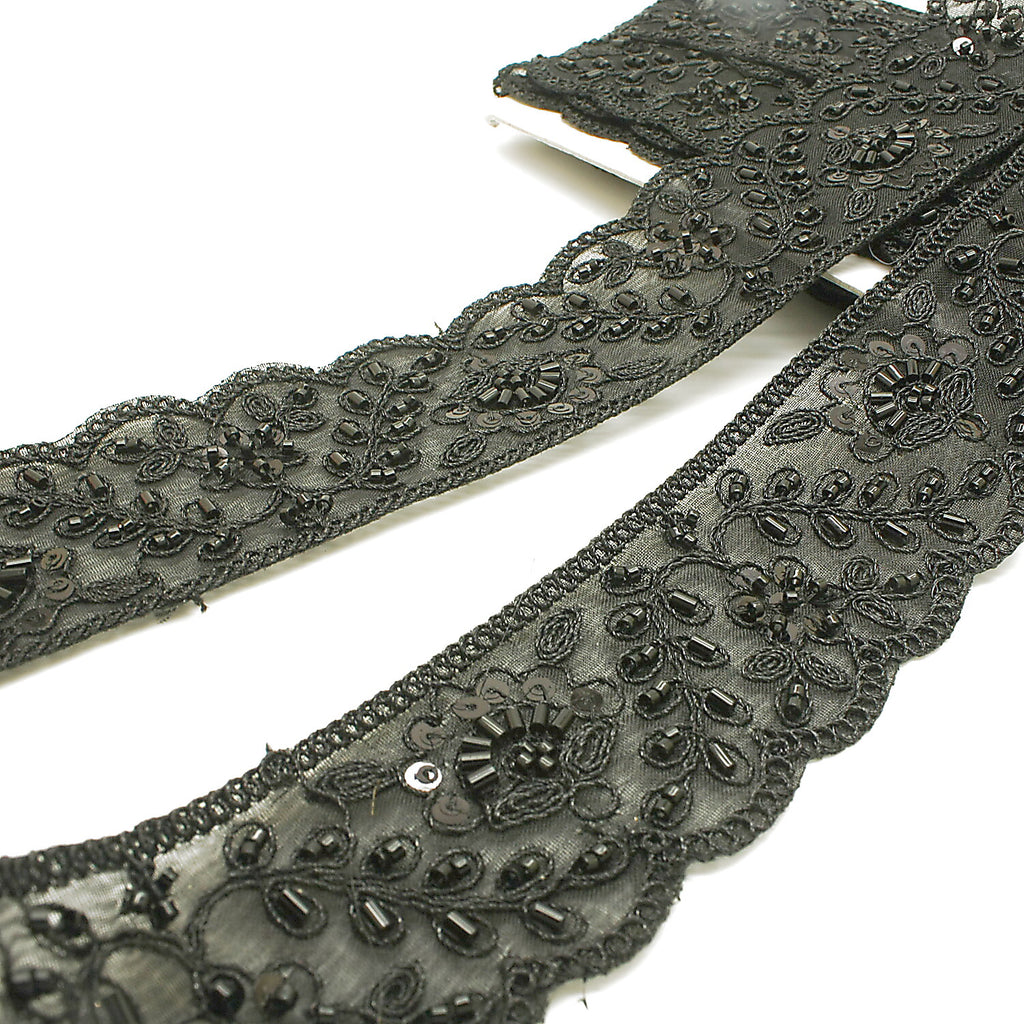 BLACK BEADED SEQUIN TRIM - sarahi.NYC