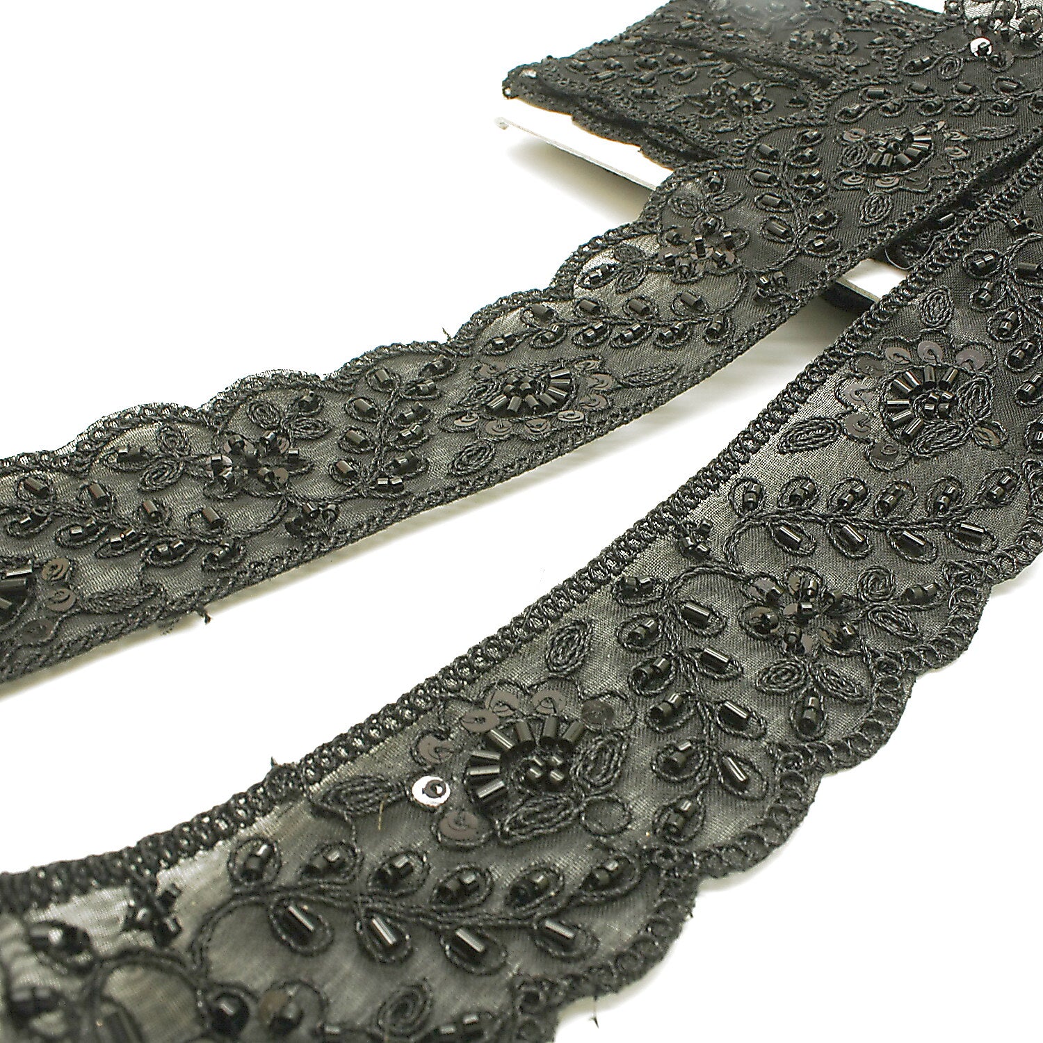 BLACK BEADED SEQUIN TRIM - sarahi.NYC