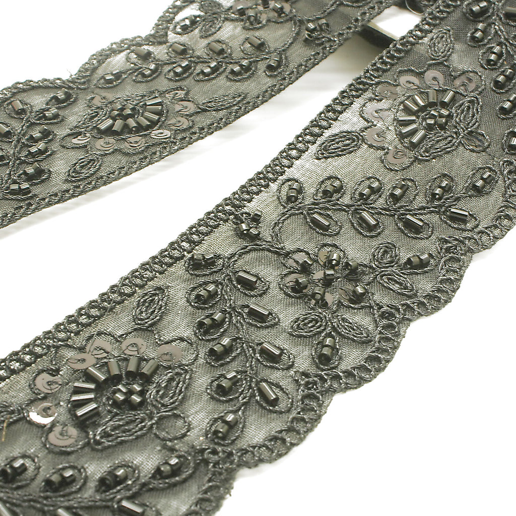 BLACK BEADED SEQUIN TRIM - sarahi.NYC