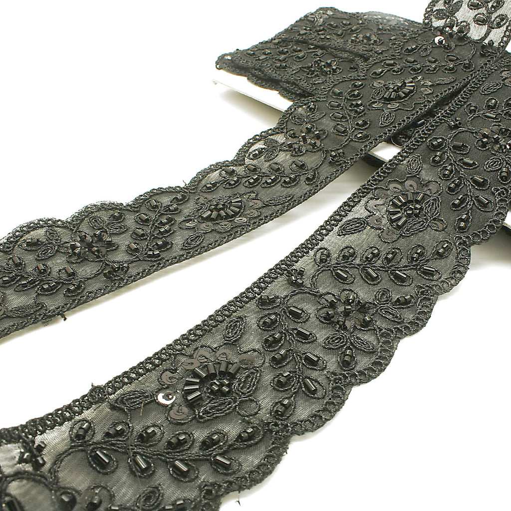 BLACK BEADED SEQUIN TRIM - sarahi.NYC