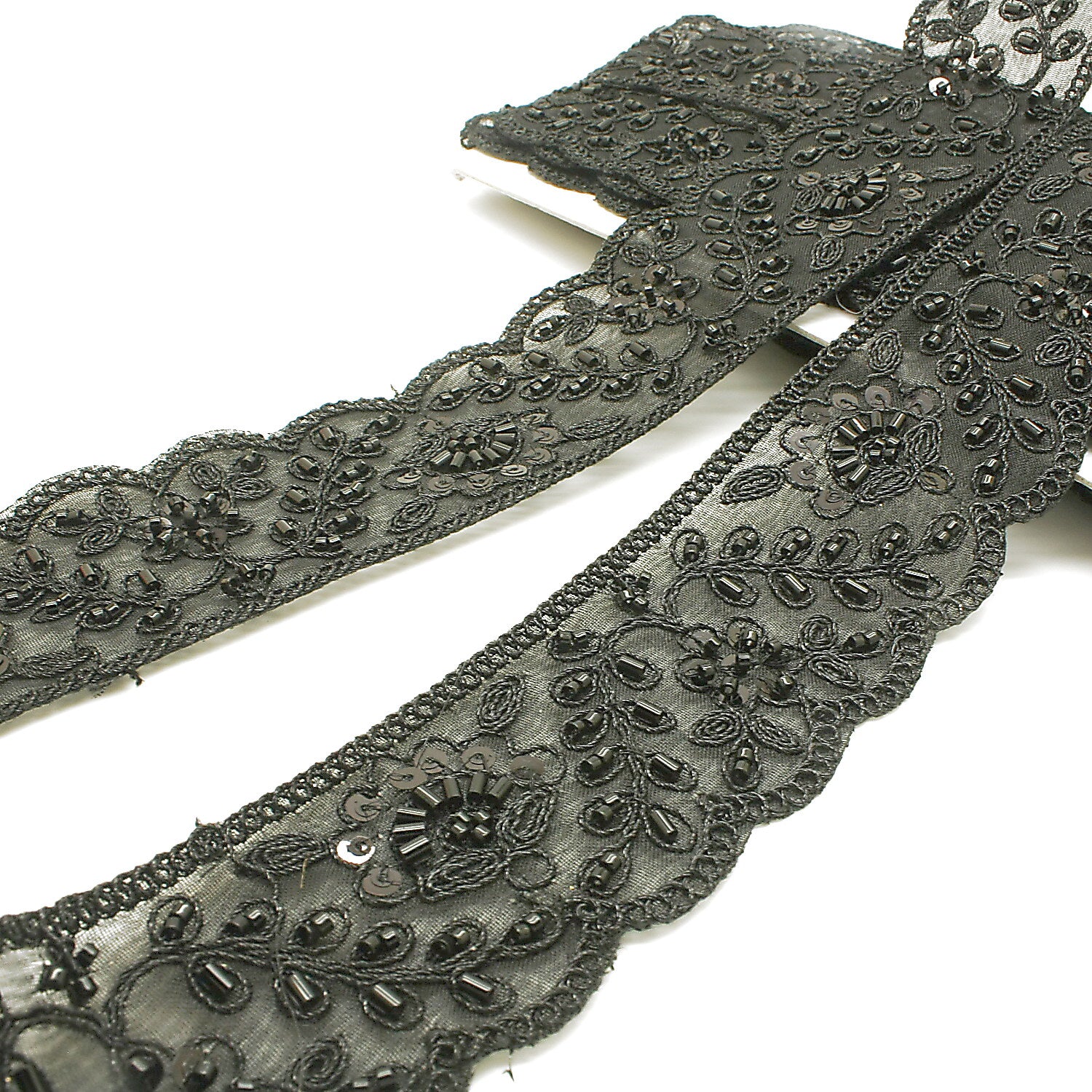 BLACK BEADED SEQUIN TRIM - sarahi.NYC