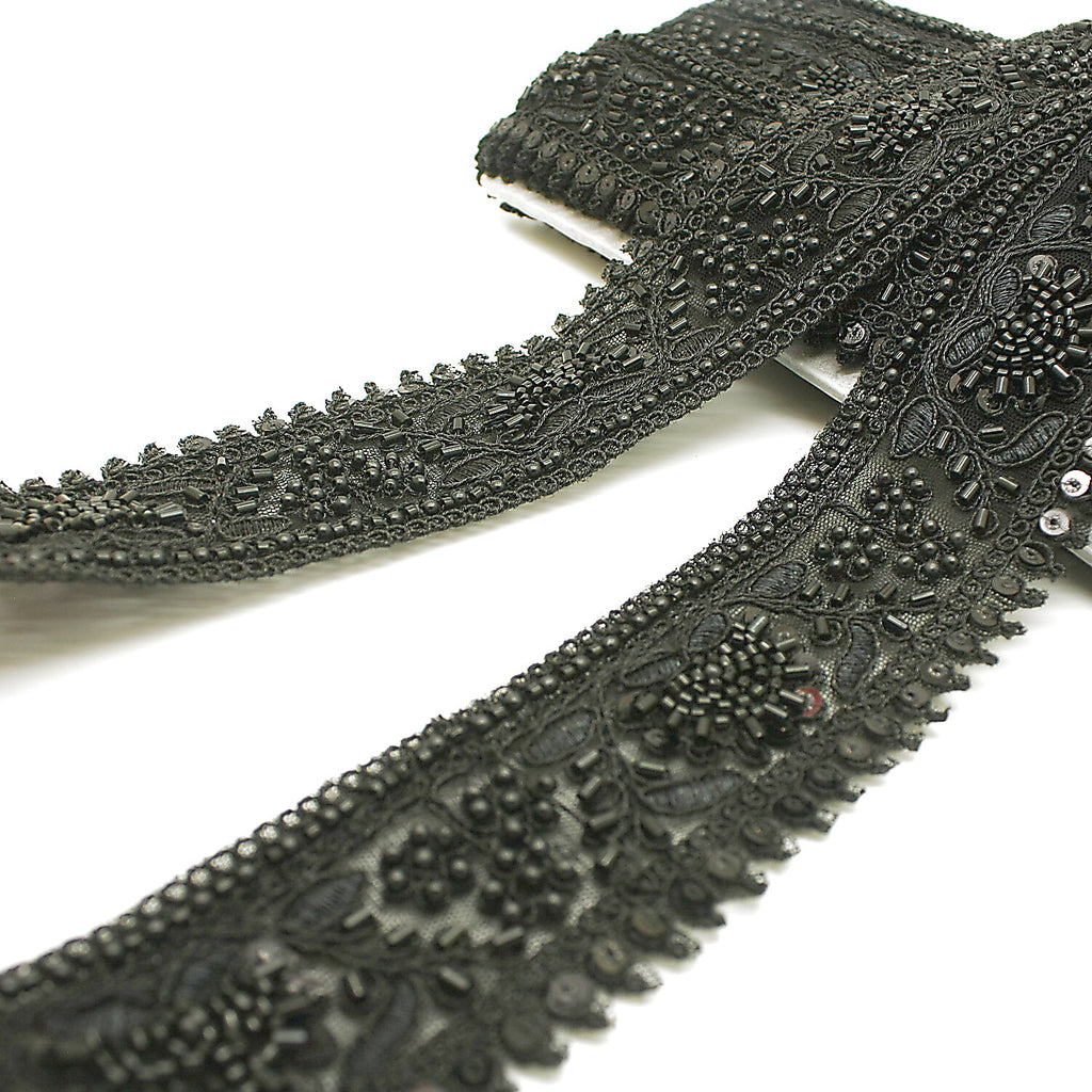 ABLACK BEADED SEQUIN TRIM - sarahi.NYC