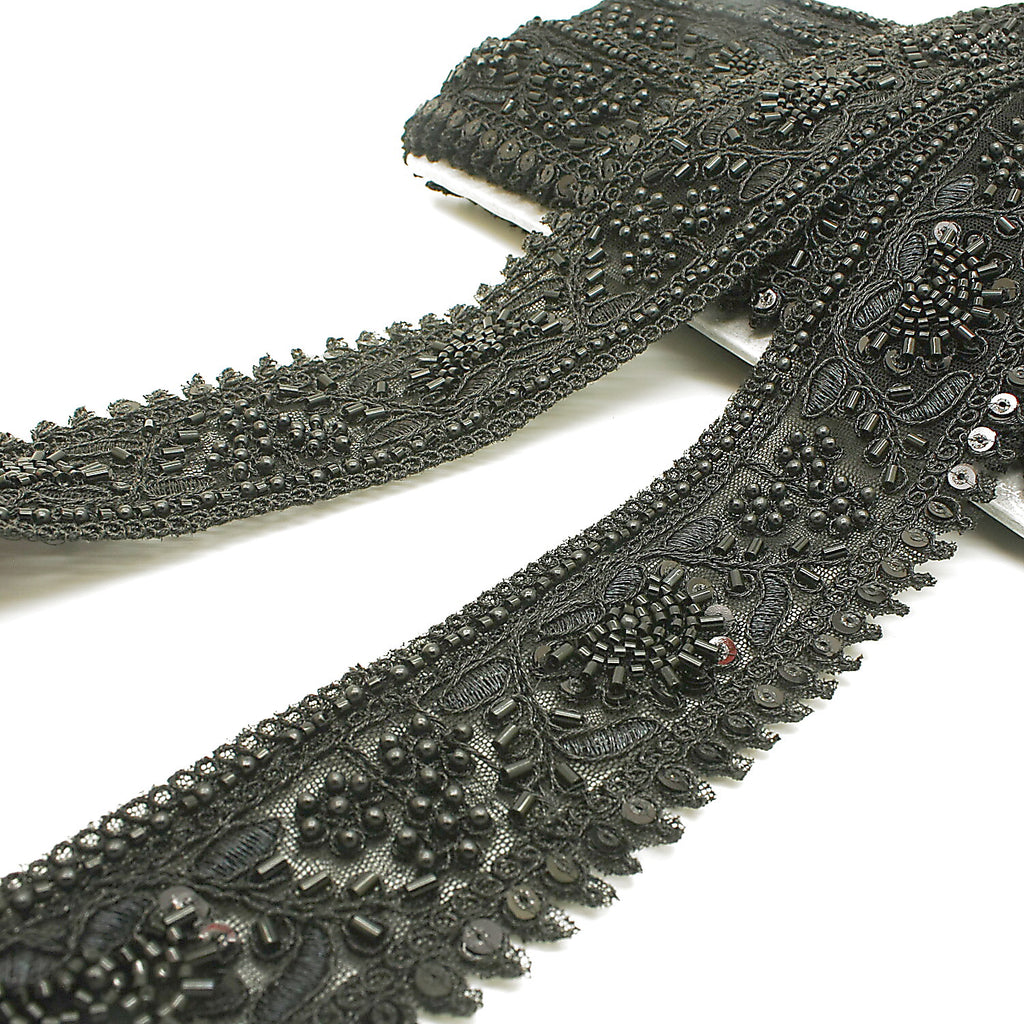 ABLACK BEADED SEQUIN TRIM - sarahi.NYC