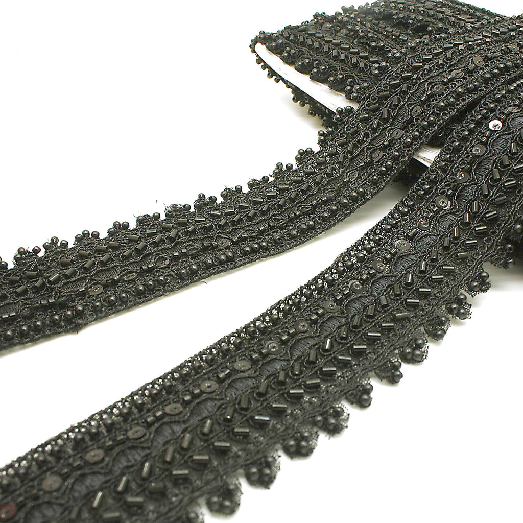 BLACK BEADED SEQUIN TRIM - sarahi.NYC