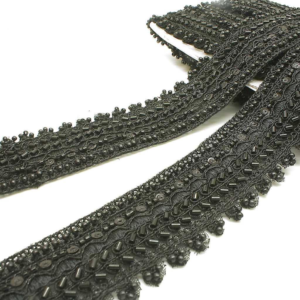 BLACK BEADED SEQUIN TRIM - sarahi.NYC