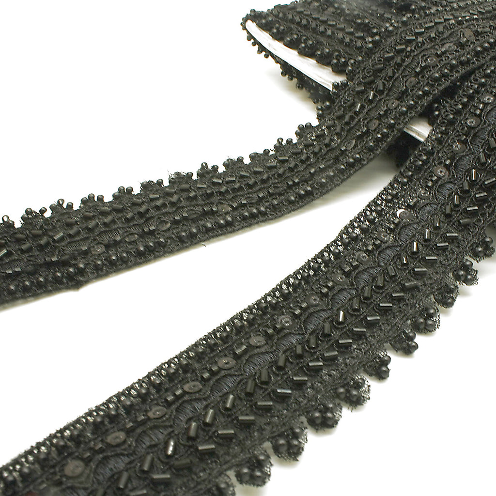 BLACK BEADED SEQUIN TRIM - sarahi.NYC
