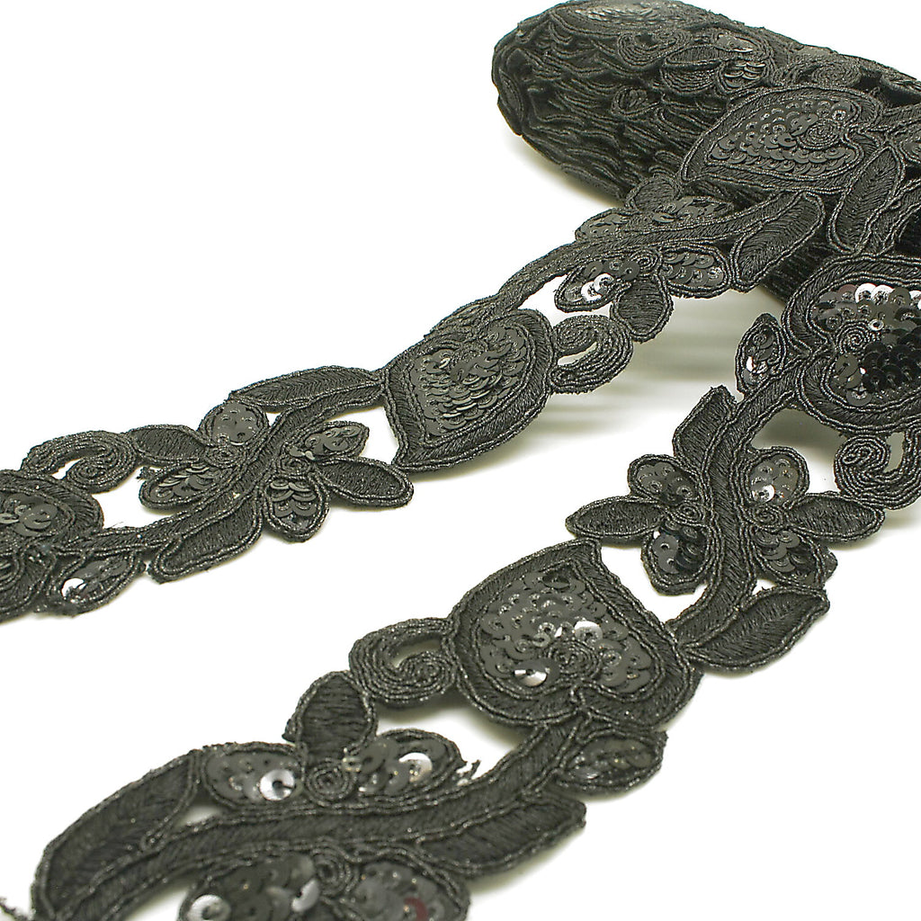 BLACK EMBROIDERED SEQUIN - sarahi.NYC