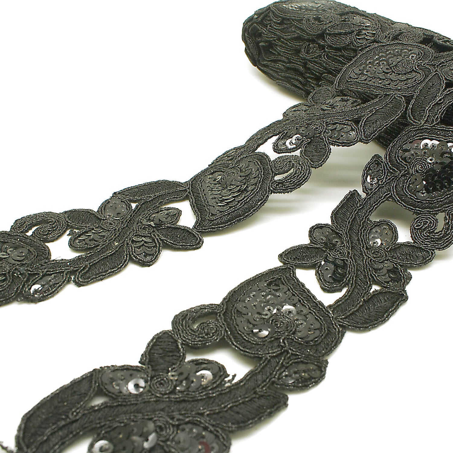 BLACK EMBROIDERED SEQUIN - sarahi.NYC