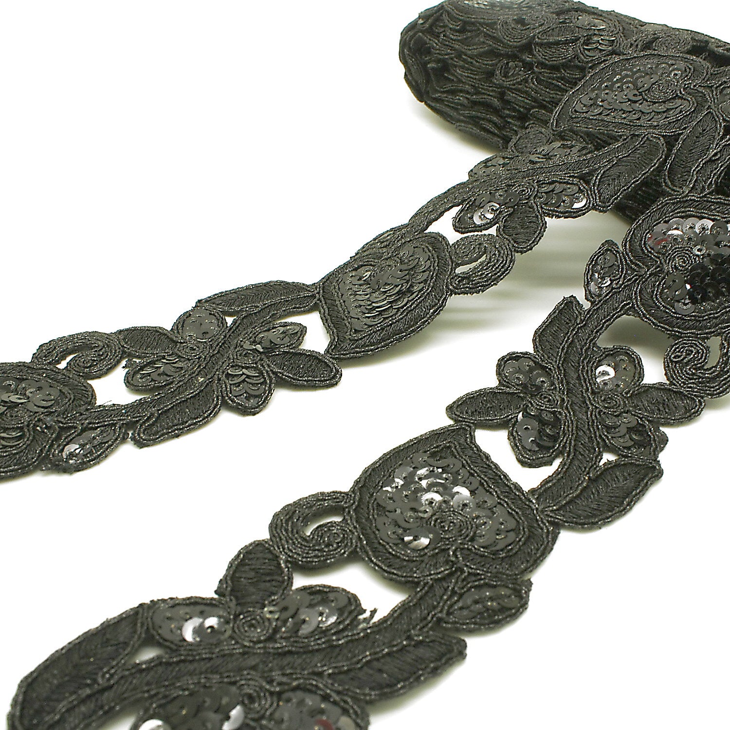 BLACK EMBROIDERED SEQUIN - sarahi.NYC