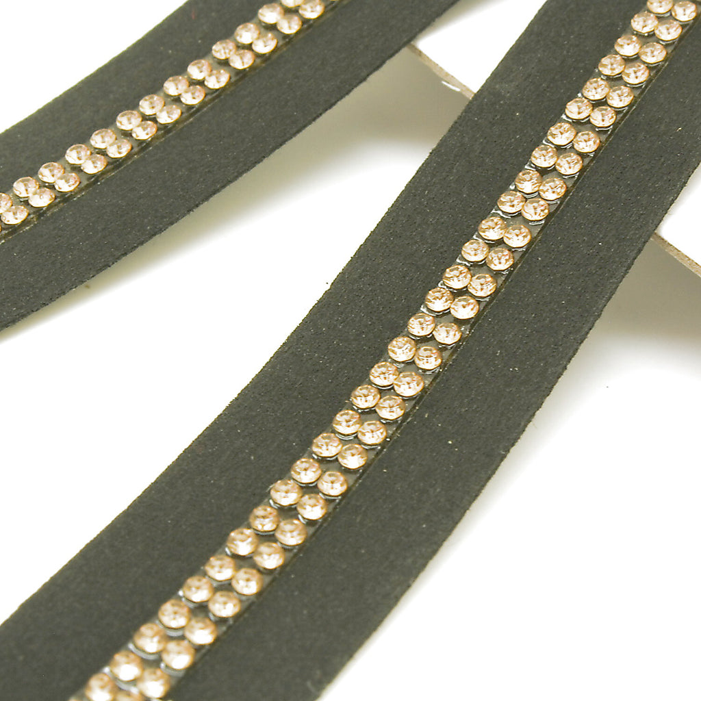 BLACK GOLD STONE VELVET TRIM - sarahi.NYC