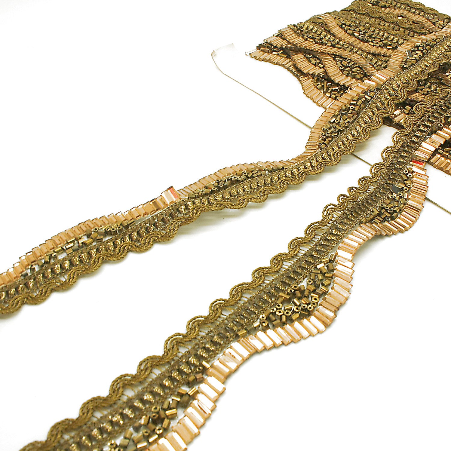 BRONZE GOLD WAVE BEADED EDGING TRIM - sarahi.NYC