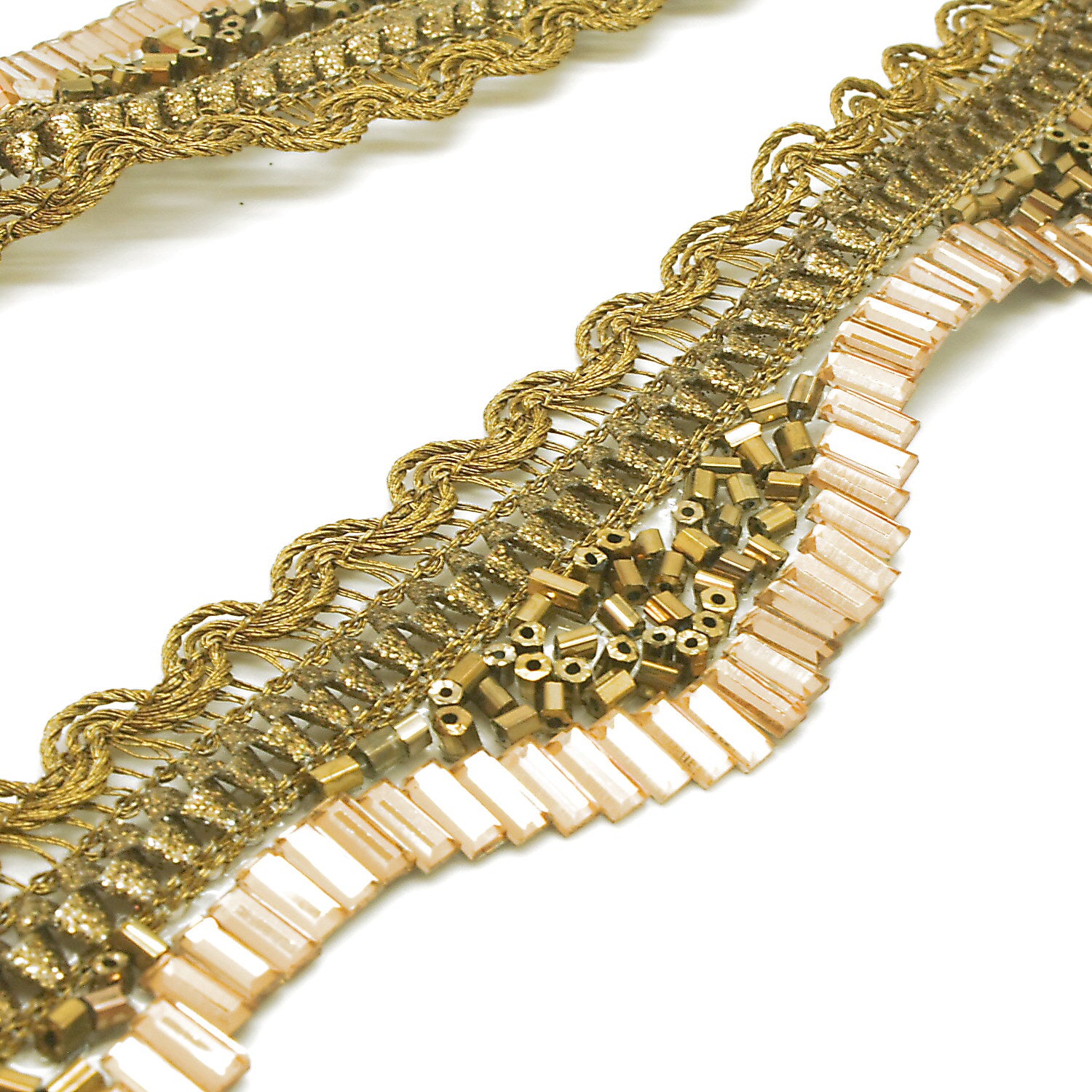 BRONZE GOLD WAVE BEADED EDGING TRIM - sarahi.NYC