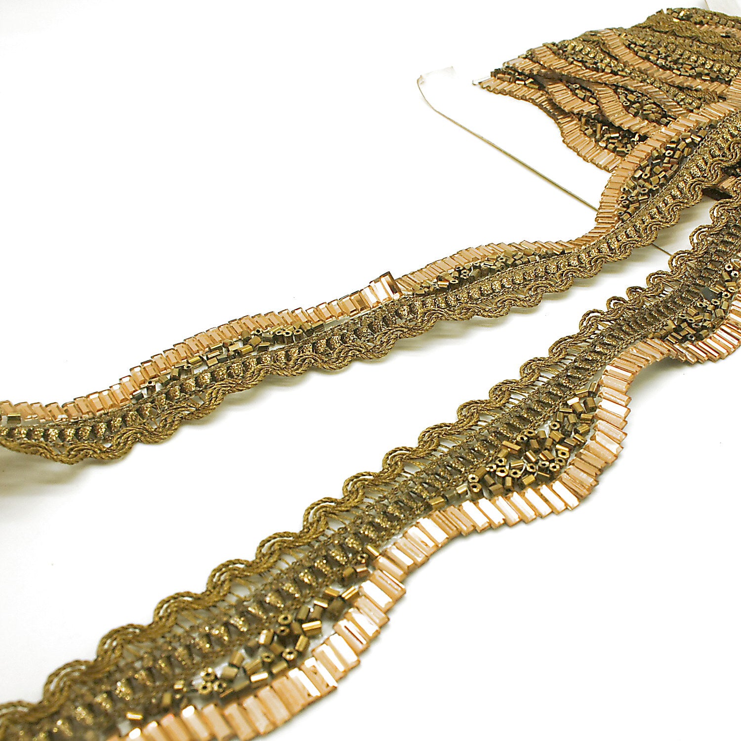 BRONZE GOLD WAVE BEADED EDGING TRIM - sarahi.NYC