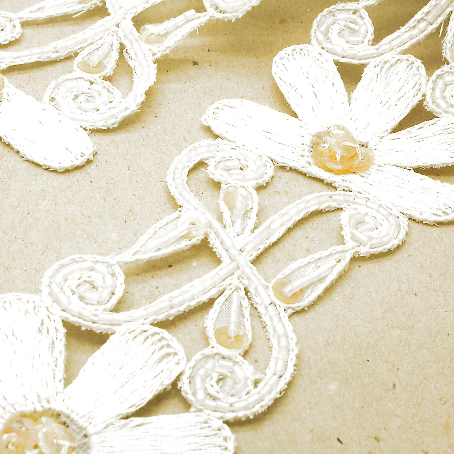 IVORY BEADED SEQUIN TRIM - sarahi.NYC