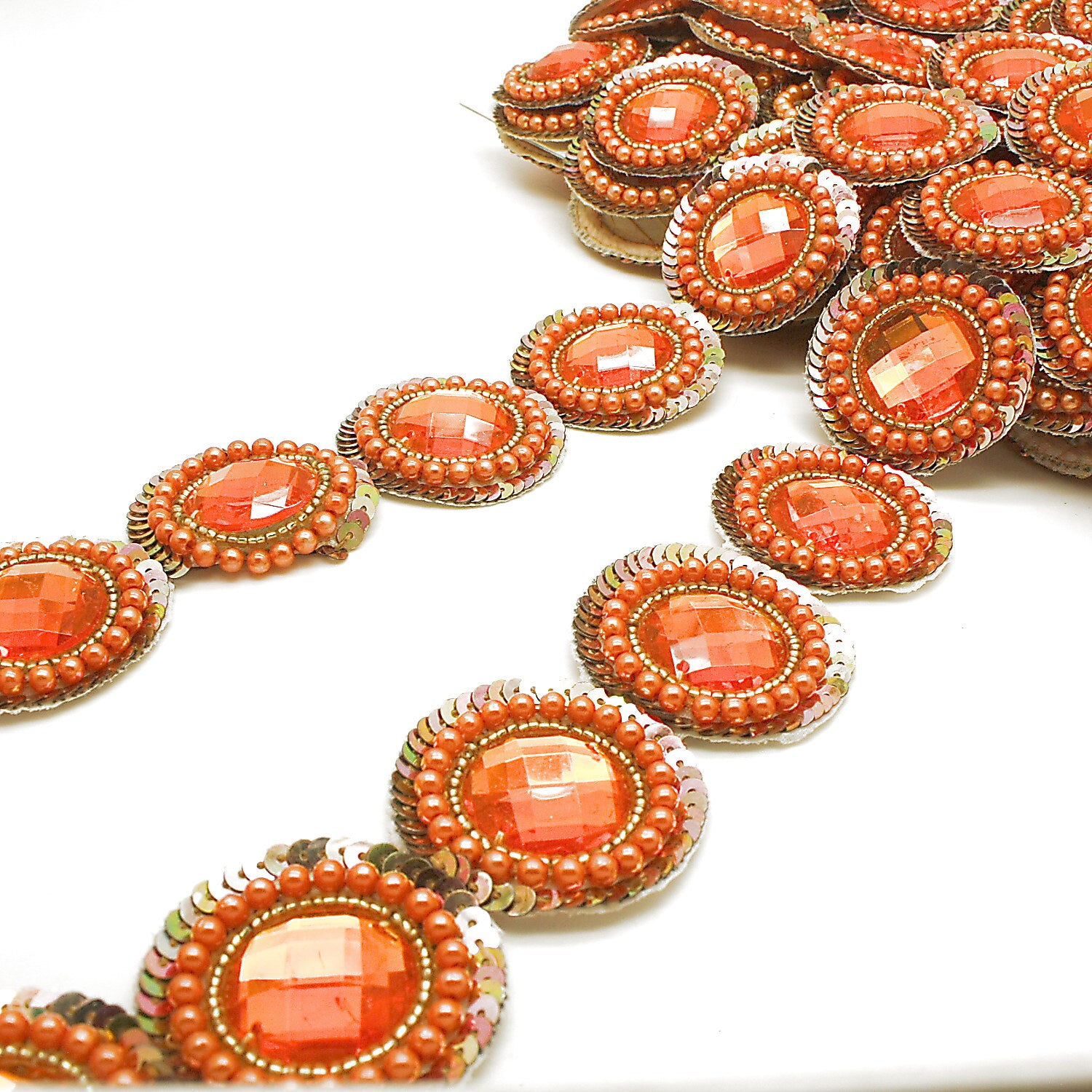 ORANGE GOLD RHINESTONE TRIM - sarahi.NYC